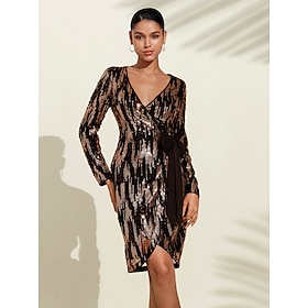 Blac Sequin Wedding Guest Textured Criss Cross Belted Party/Evening Dress Wrap Dress dress to impress 2024